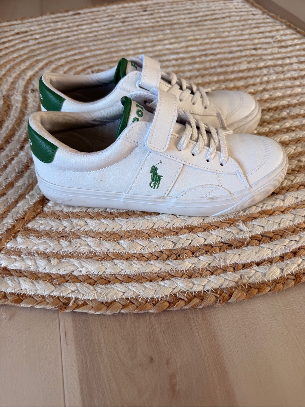 Polo by Ralph Lauren White Sneakers with Green Accents - Kids